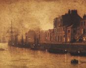 Evening Whitby Harbour - 约翰·阿特金森·格里姆肖